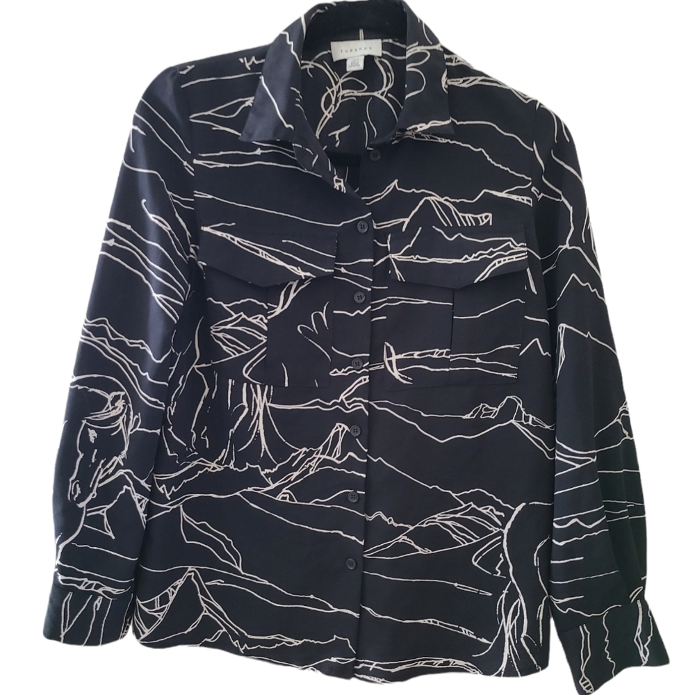 Top shop long sleeve button-down blouse